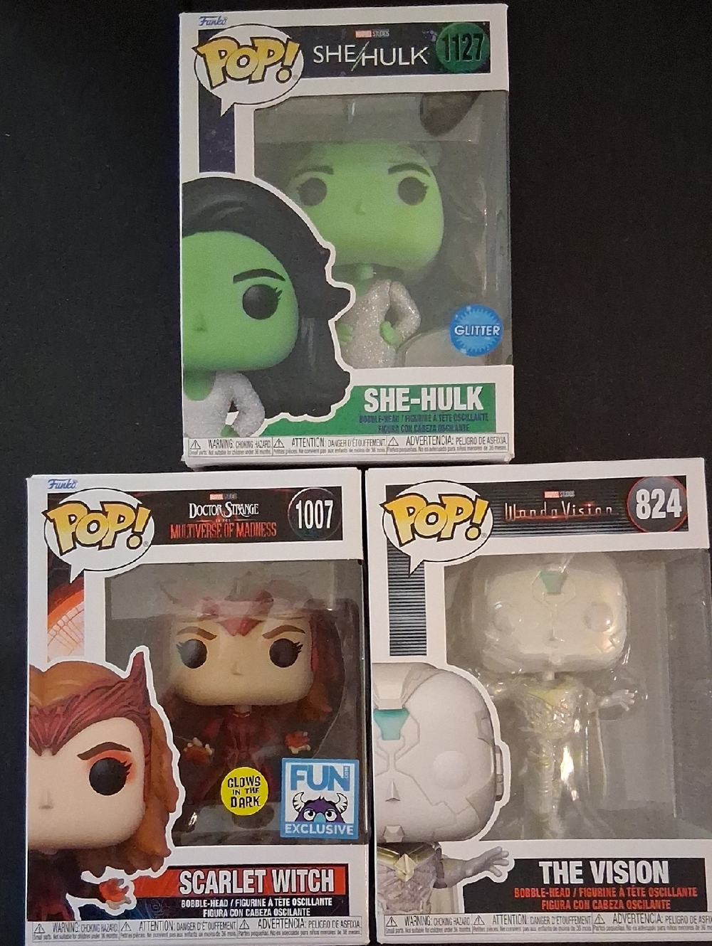 Funko Multiverse Marvel Trio — Green, Red & White Pops